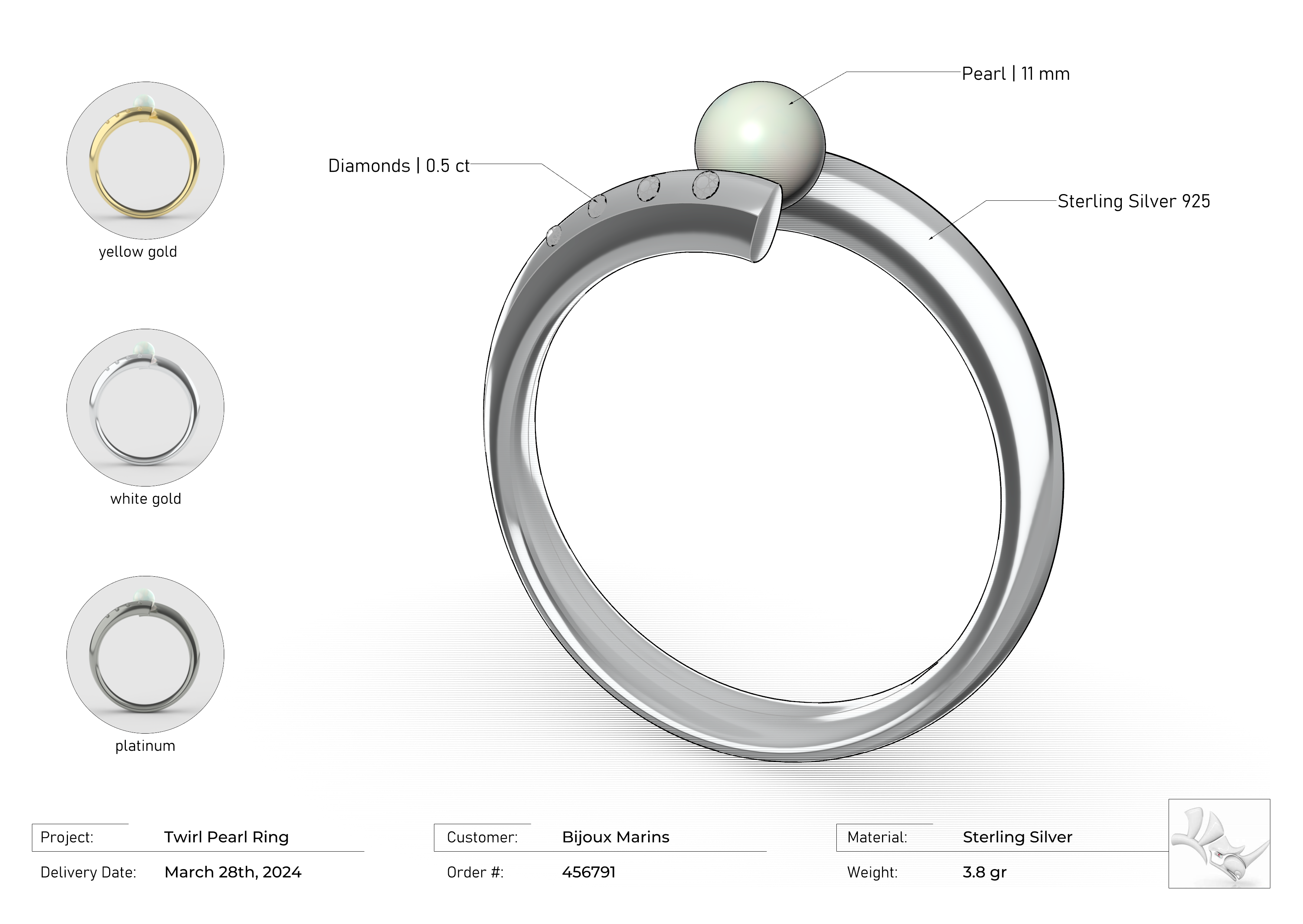 ジュエリーCAD技術図面